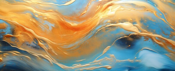 Aufkleber - Ethereal Blue and Gold Melty metallics Texture