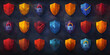 Set of security shield icons.