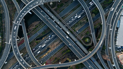 Leinwandbilder - 高速道路のジャンクション　ドローン空撮