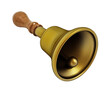 Brass hand bell isolated on transparent background. 3D illustration