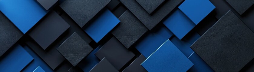 Poster - The dynamic, stylish effect of the artistic, futuristic black and blue backdrop with vibrant geometric shapes is captivating.