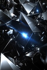 Poster - A modern, artistic effect with bold black and blue backdrop, dynamic abstract lines, and high-tech polygonal texture.