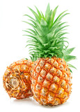 Fototapeta Lawenda - Ripe pineapple  and pineapple slices isolated on white background. File contains clipping path.