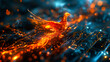 A digital phoenix rising from the ashes of obsolete technology, its feathers a kaleidoscope of glowing, neon circuits
