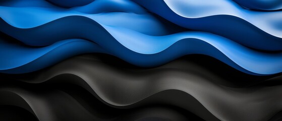 Poster - An elegant black and blue backdrop with sleek gradients and minimal geometric patterns for a luxurious style.