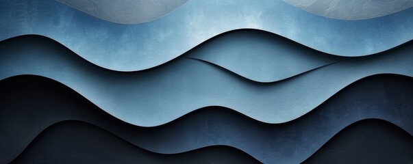 Poster - An elegant digital art piece featuring a black and blue gradient background with intricate geometric patterns and shadows.