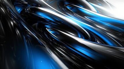 Poster - Creating futuristic vibes with dynamic black and blue digital art flaunting abstract patterns and a glossy metal finish.
