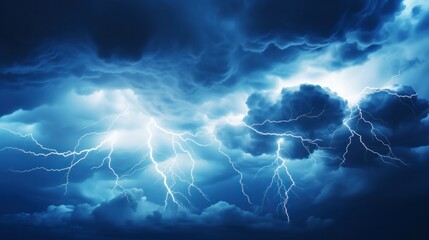 Wall Mural - blurred blue sky with clouds the sky has dramatic storms and dark clouds. lightning flashes above th