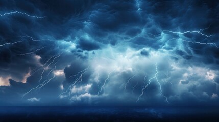Wall Mural - blurred blue sky with clouds the sky has dramatic storms and dark clouds. lightning flashes above th