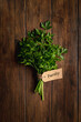 Parsley  on wooden table. Top view
