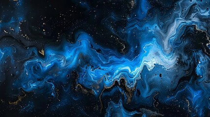 Poster - Create a modern and sleek vibe with an innovative black and blue abstract style featuring minimalist patterns.