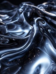 Poster - Innovative black and blue backdrop boasts abstract geometry, sleek texture, and dynamic contrasts.