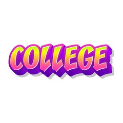 Sticker - 3D College text poster art