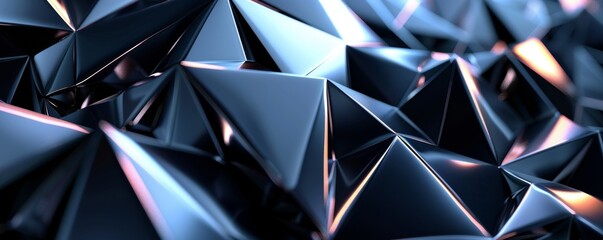 Poster - Modern, stylish abstract art in black and blue, featuring bold geometric shapes and a sleek, glossy metal effect for a luxurious feel.