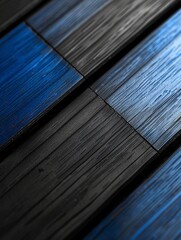 Poster - Modern black and blue background with minimalistic design, featuring vibrant contrast, sleek shadows, and a sophisticated metal effect.