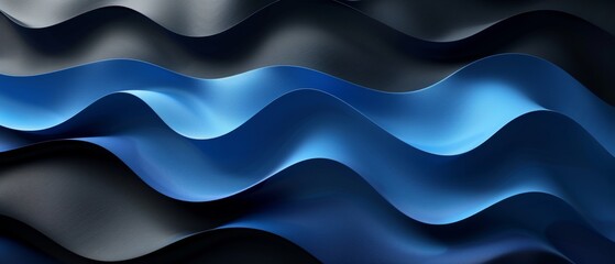 Sticker - A chic abstract design in black and blue with dynamic lines, elegant shadows, and a futuristic premium vibe.