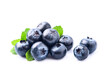 Blueberries with mint leaves on white backgrounds