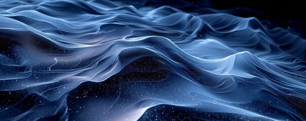 Poster - Sophisticated digital art features black and blue gradient, dynamic shapes, sleek, futuristic texture.