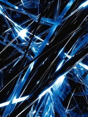 Poster - A contemporary vibe emerges from the black-and-blue modernist design featuring sleek triangles and stripes with a metallic finish.