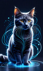 Wall Mural - digital cat, illustration