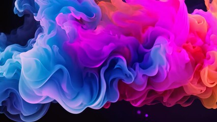 Poster - Colorful smoke isolated on black background. Abstract background for design, multicolored smoke, AI Generated