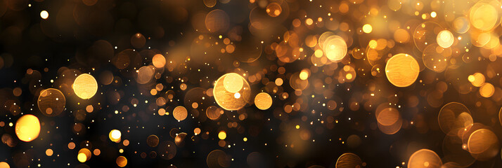 Canvas Print - soft golden bokeh over black background