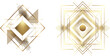  Golden geometrical art shape, gold circle symbol and abstract triangle