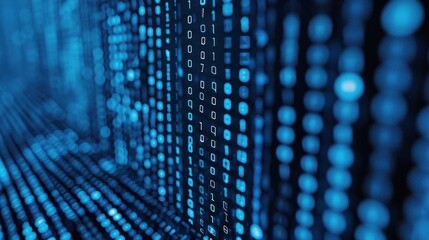 blue digital binary data, Binary code background