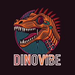 Wall Mural - Dino head t shirt design