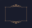 Thin gold beautiful decorative vintage frame for your design. Making menus, certificates, salons and boutiques. Gold frame on a dark background. Space for your text. Vector illustration.