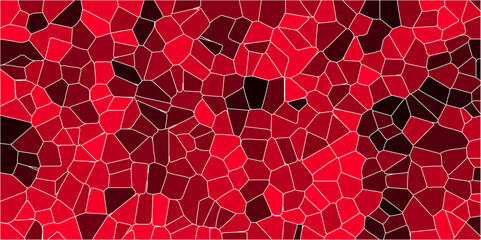 Poster - Multicolor Broken Stained Glass Background with White lines. Voronoi diagram background. Seamless pattern with 3d shapes vector Vintage Illustration background. Geometric Retro tiles pattern