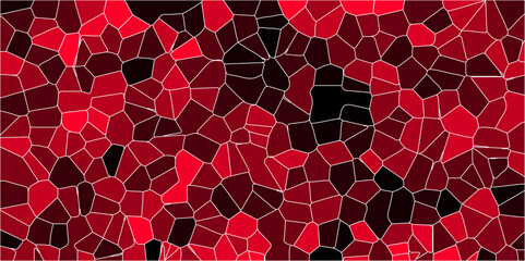 Poster - Multicolor Broken Stained Glass Background with White lines. Voronoi diagram background. Seamless pattern with 3d shapes vector Vintage Illustration background. Geometric Retro tiles pattern