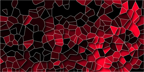 Poster - Multicolor Broken Stained Glass Background with White lines. Voronoi diagram background. Seamless pattern with 3d shapes vector Vintage Illustration background. Geometric Retro tiles pattern