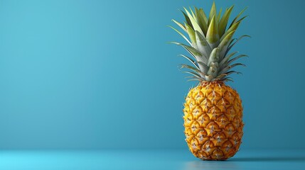 Wall Mural - A tropical fruit with a spiky exterior, pineapple is sweet, juicy, and tangy. Its vibrant yellow flesh offers a refreshing taste, perfect for snacks or culinary creations.
