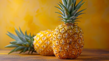 Wall Mural - Pineapple, Tropical fruit with spiky, tough skin and sweet, tangy flesh. Known for its vibrant yellow color and refreshing taste.
