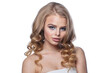 © millaf (Nemchinova) - Gorgeous young fashion woman with healthy blonde hair and make-up on white background