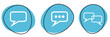 3 blaue Sprechblasen Icons - Button Banner