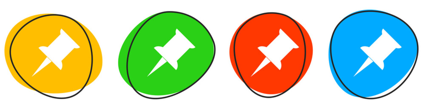 4 bunte Merkliste Icons - Button Banner