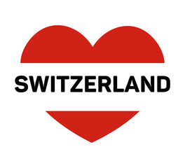 Wall Mural - Switzerland flag in heart shape, vector design