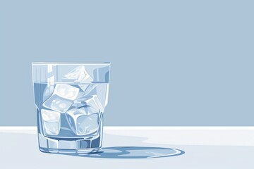 Wall Mural - Refreshing ice water in a glass, showcasing purity and coolness, ideal for beverage-related themes or hydration topics