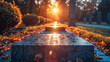 Sunset Reflections in a Cemetery Honoring the Fallen