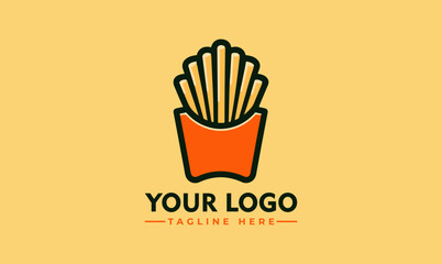 Wall Mural - french fries logo vector hand-drawn french fries logo - crispy potato illustration