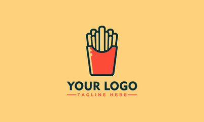 Poster - French Fries logo Vector Hand-Drawn French Fries Logo - Crispy Potato Illustration