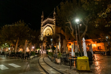 Wall Mural - beautiful night view of Sóller, Mallorca, Spain