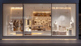Fototapeta  - 3D rendering of a modern shop window with a display of accessories.