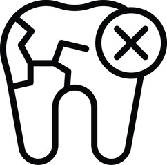 Poster - Broken tooth icon outline vector. Cracked teeth. Dental oral problem