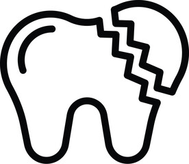Poster - Cracked tooth icon outline vector. Dental illness. Broken teeth problem