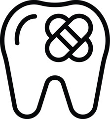 Poster - Repaired tooth icon outline vector. Stomatology remedy. Teeth restorative procedure