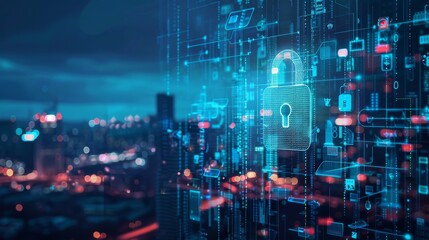 Poster - Data Security Concept on City Background....