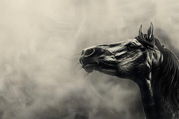 Wall Mural - a horse looking up at an empty space